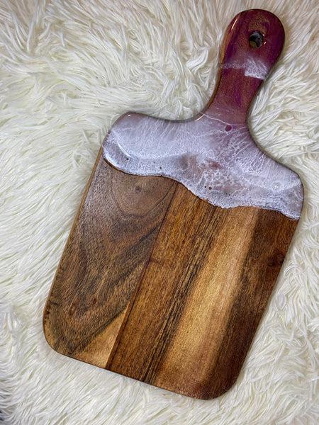 Squared Dark wood with handle Cutting board - Pink